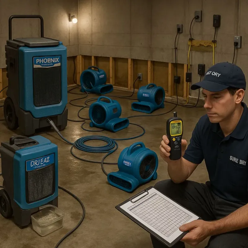 Structural Drying and Dehumidification process in Camp Springs, MD